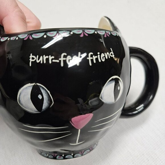 Natural life NWT‎ Black Cat Ceramic Mug "Purr-Fect Friend" Coffee Cup - Picture 10 of 16